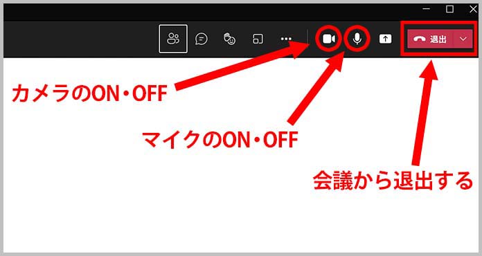 Teams会議メイン画面のアイコン説明
