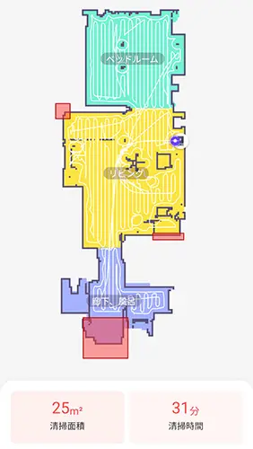 アプリ「SwitchBot」の掃除ルート確認画面