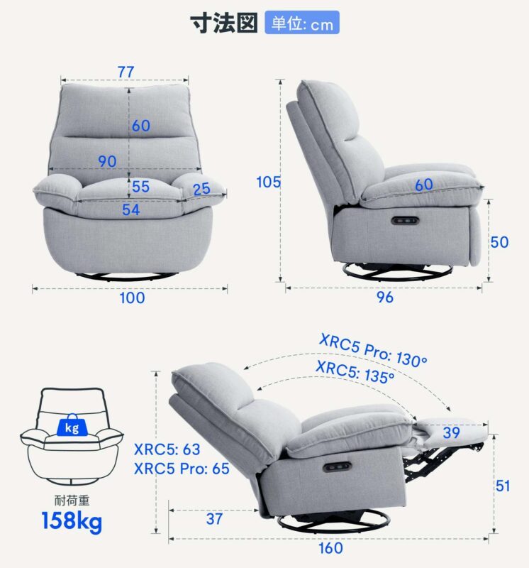 「XRC5 Pro」 詳しいサイズ 画像